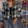 New Autumn and Winter Jacket for Women, Casual and Stylish Plaid Short Blazer