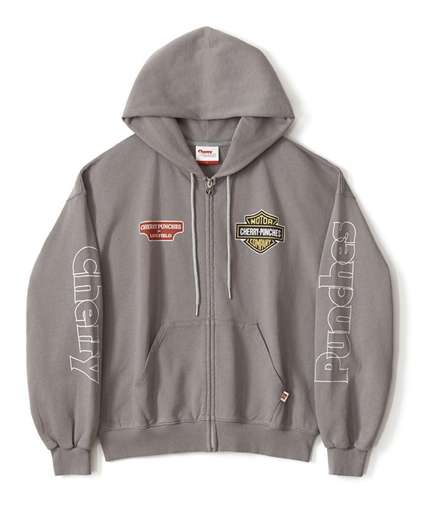 Cherry Punches Motor Company Zip-Up Hoodie (Gray)