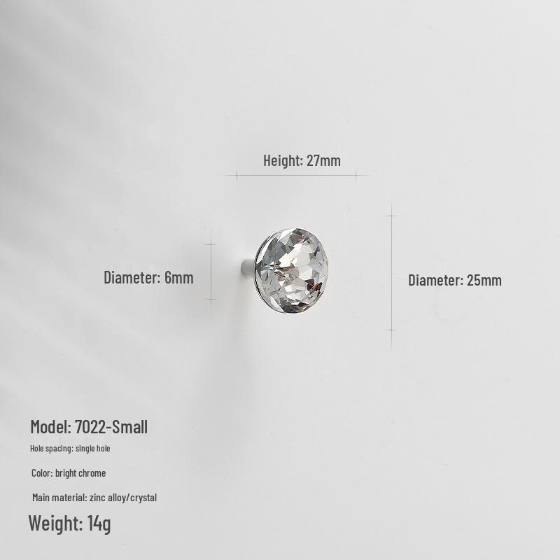 

Bright Chrome Luxury Crystal Drawer Pull - European Style Transparent Glass Diamond Cabinet Handle