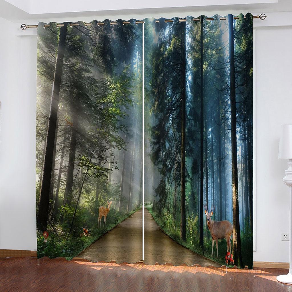 Digital Printing Sika Deer Animal Series Sunshade Curtain Living Room Bedroom Home Decoration