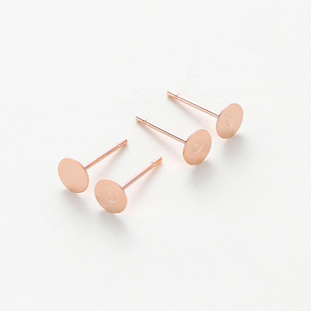 50pcs 14k 18k Plated Round Stud Earring Hooks 3 4 5mm Earrings Findings Components  For  DIY Jewellery Craft Supplies Making