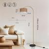 Lampadaire arqué - NETTLIFE - Style bohème - Doré rotin/métal - Hauteur réglable 165-180 cm - LED 9W