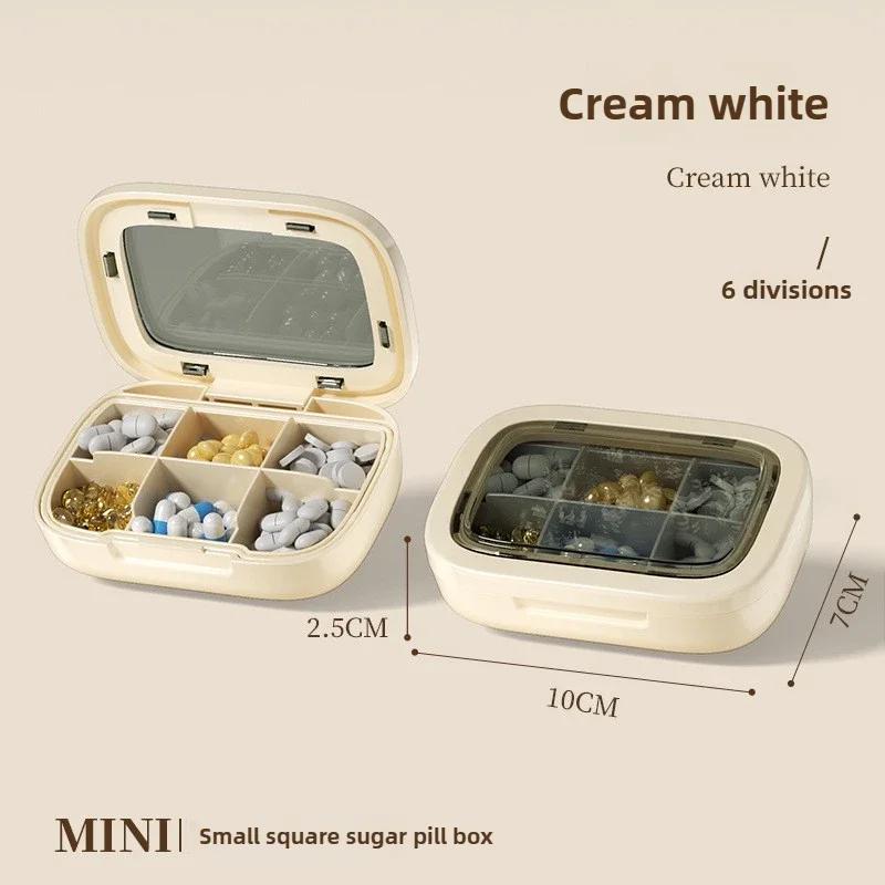Portable Travel 4/6 Grids Storage Box Travel Week Medicine Box Transparent Sealed Moisture Proof Plastic Travel Medicine Storage