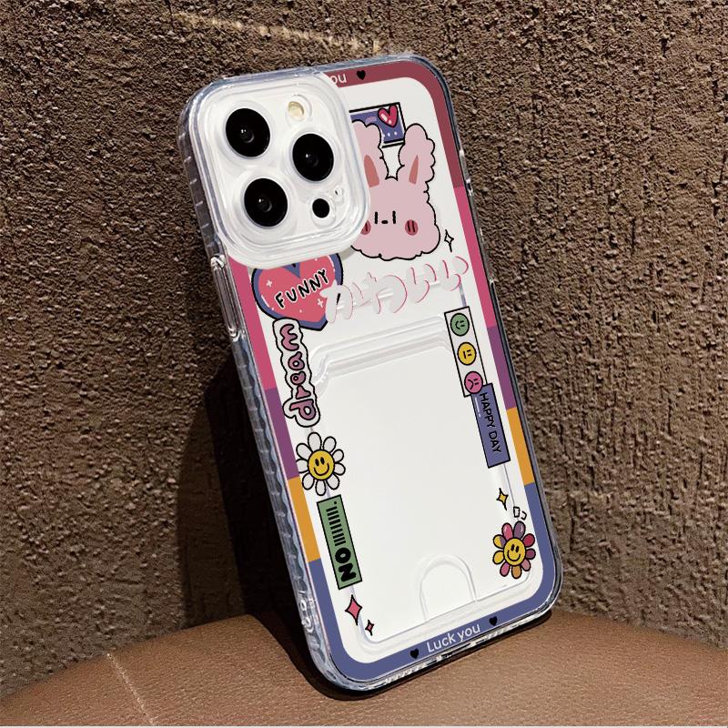 Card Slot Holder Silicone Wallet Pocket Case For iPhone 17 Air 16 14 Pro Max Xiaomi Redmi Note 13 12 14 Pro Honor X6A X6B X8A Cover Clear Phone Bumper