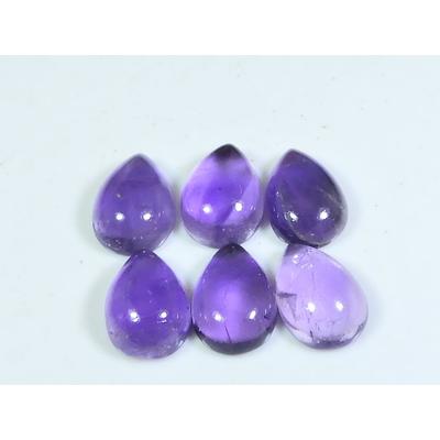 9X13MM Natural Amethst Ring Size Pear Cabochon Loose Gemstone 7Pcs Lot 35Cts A-418