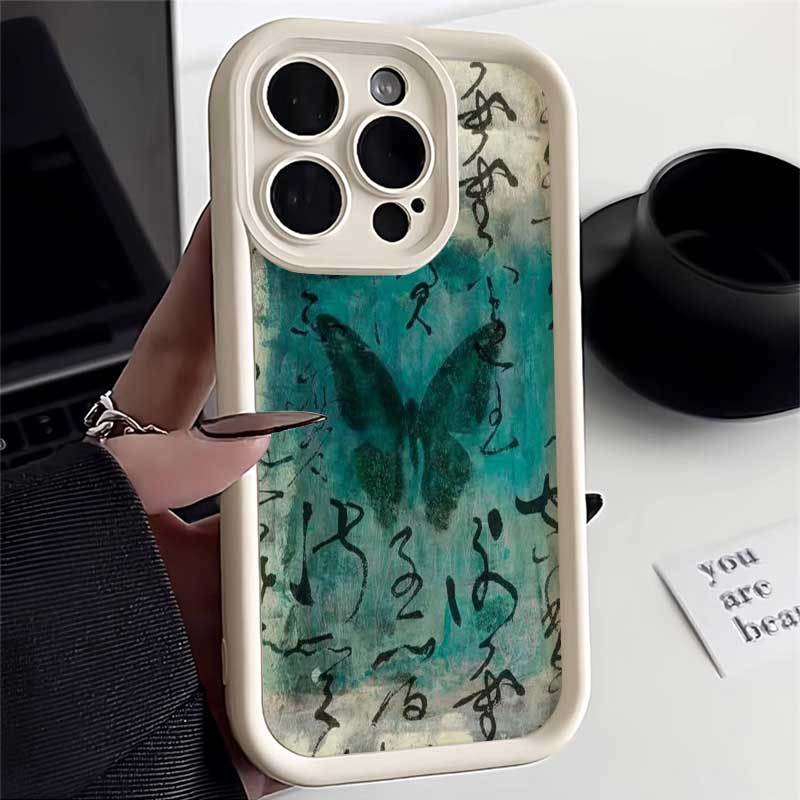 Vintage Butterfly Sketch Print Pattern Design Protective Cover for iPhone 17 16 15 14 13 12 11 16E Series Pro Max Plus