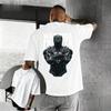 2026 The Mans Multicolor Tshirt with Black Panther Pattern and Striped Background Design Is A Surprising Casual Streetwear