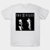 Men Black Print T-shirt Mulder + Scully No-Cut Transfer Paper Print Cotton Tshirt