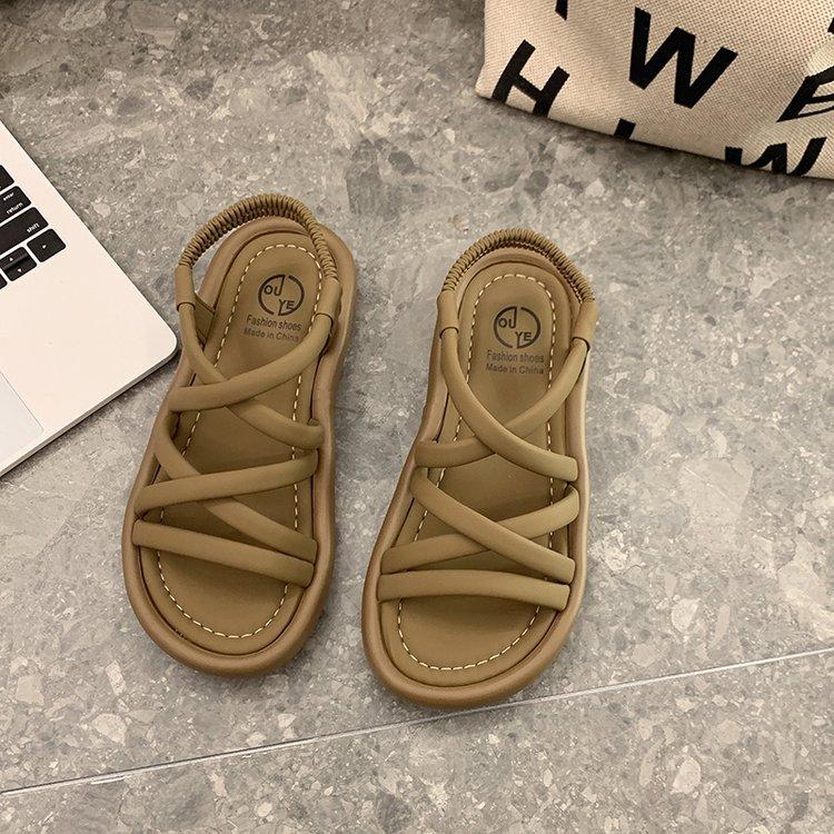 Rom mit Römersandalen Damen 2025 Sommer neu offen vielseitig Strand Plateau superweich schwarz Außen-Sandalen