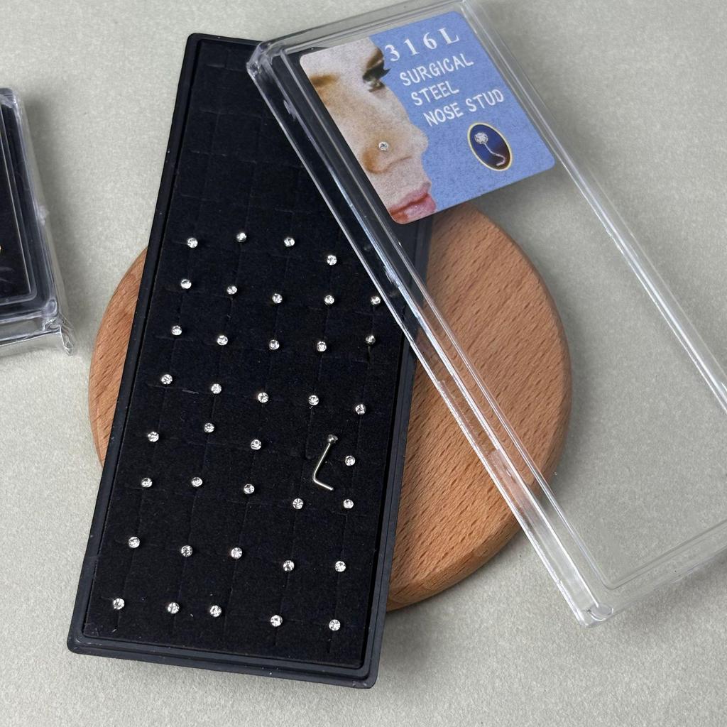 40 Stainless Steel Nose Rings & Studs (C-Shape & L-Shape) Body Piercing Jewelry
