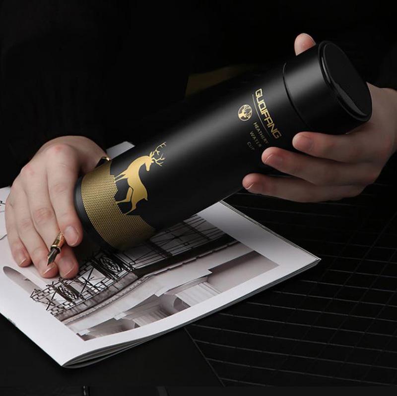 Potiskovací vakuová láhev Lucky Deer 304 z nerezové oceli Láhev na kávu a čaj na vodu 500 ml Domácí venkovní sportovní pohár na vodu