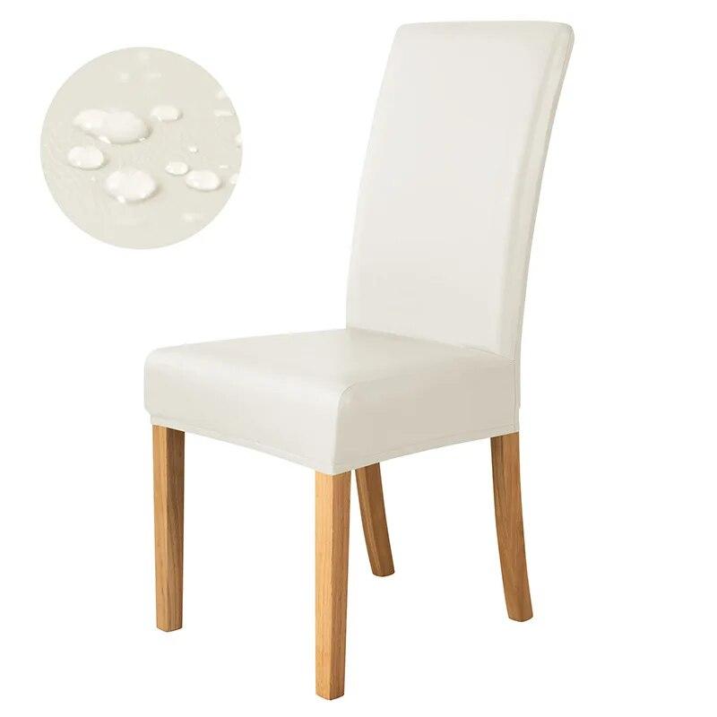 100% Waterproof PU Chair Cover Anti-dirty Leather Fabric Elastic Chair Covers Anti-Scratch Stretch Seat Case for Dining Room 1PC