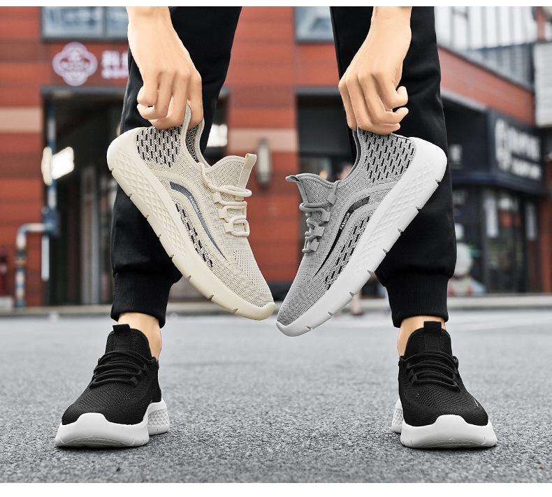 Men's Breathable Thin Fly Woven Mesh Running Sports Shoes Lightweight Soft Sole Casual Travel Large Size