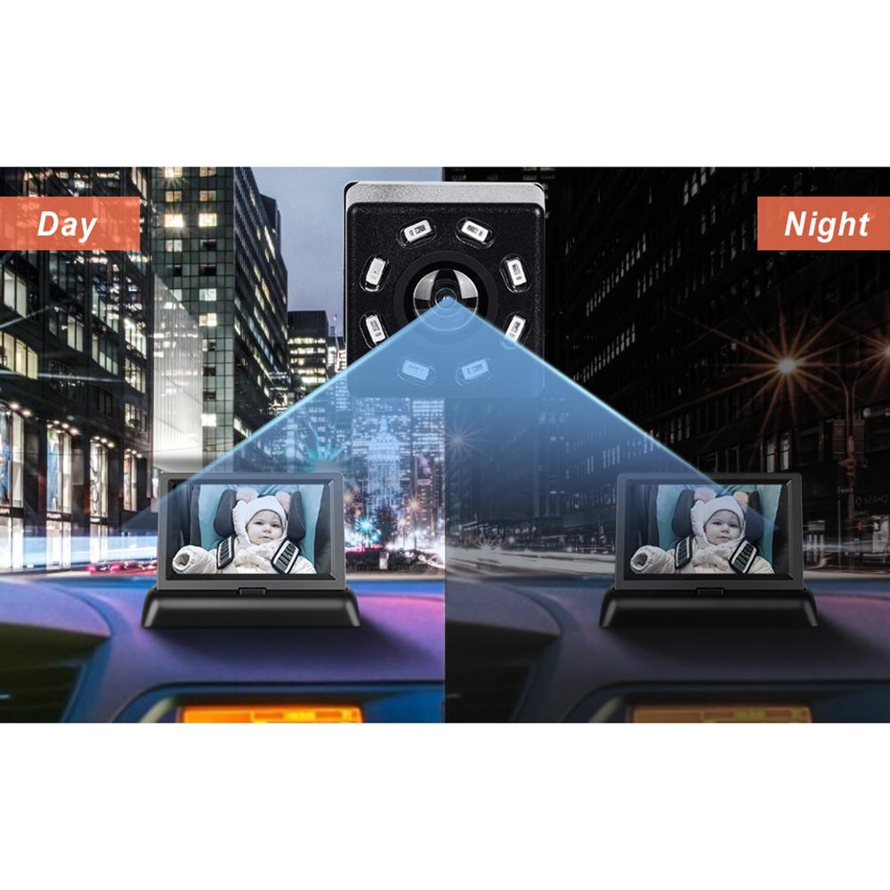 Foldable 4.3 Inch Screen HD 1080P Baby Car Rearview Monitor with Wide Angle Infrared Night Vision Camera
