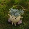 Swing Smile Face Planter Pot Cute Cat Rocking Chair Resin Flowerpots Potted Plant Ornament Home Art Decoration Flowerpot