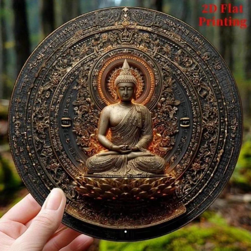 Metal Wall Art Golden Buddha Decor Home Office Garden Patio Valentine Halloween Gift