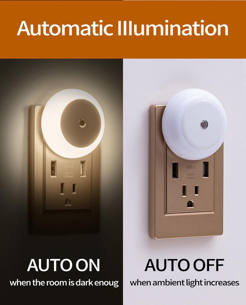 4-Pack EU Plug Light-Controlled Night Lights for Bedroom, Living Room, and Bathroom
