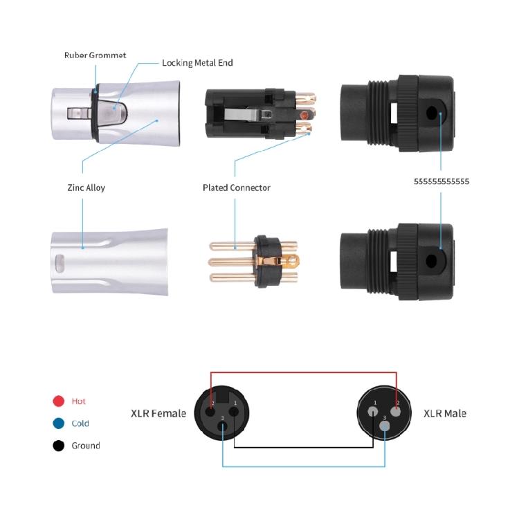 2PCS Auditory 3Pin Mic Connectors, Male And Female Plugs For Secure Soldering And Superior Sound