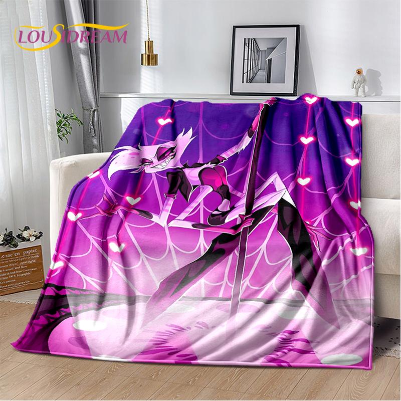 2025 H-Hazbin Hotel Charlie Kreskówkowy Miękki Koc, Miękki Koc Rzutowy do Domu Sypialni Łóżka Sofy Pikniku Podróży Pokrowiec Prezent dla Dziecka