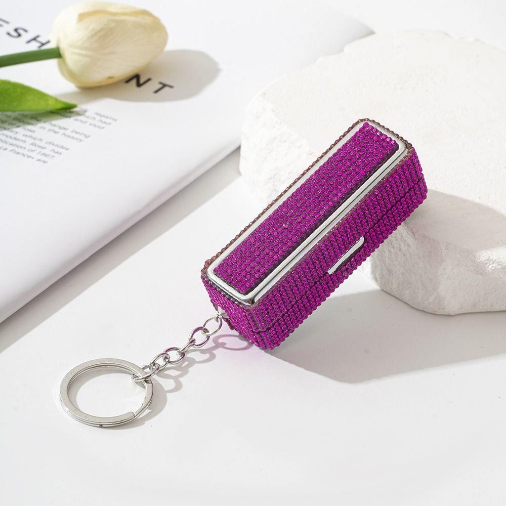 Bling Lip Gloss Storage Case Keychain Portable Lipstick Holder Rhinestone Lipstick Box  Makeup