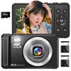 4K 64MP Digital Camera with AF Autofocus, 16X Digital Zoom, 2.8-inch IPS Screen, Smile Detection, Perfect for Beginners, Birthdays, VLOGs,