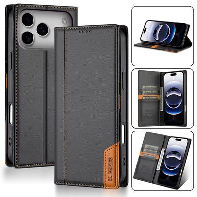 Magnetická kožená výklopná peněženka s RFID na karty a pouzdro na telefon pro IPhone 17 Air 16E 16 Pro Max 15 14 13 12 Mini 11 XS XR Max 8 7 Plus Kryt