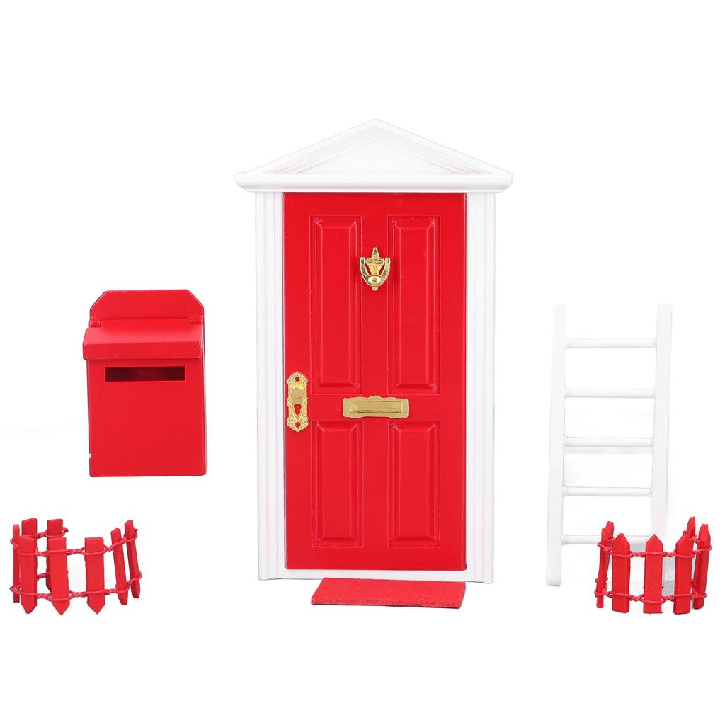 Wooden Door Set Exquisite Workmanship Vivid Details Saturated Color Tiny Wooden Tooth Fairy Door for 1:12