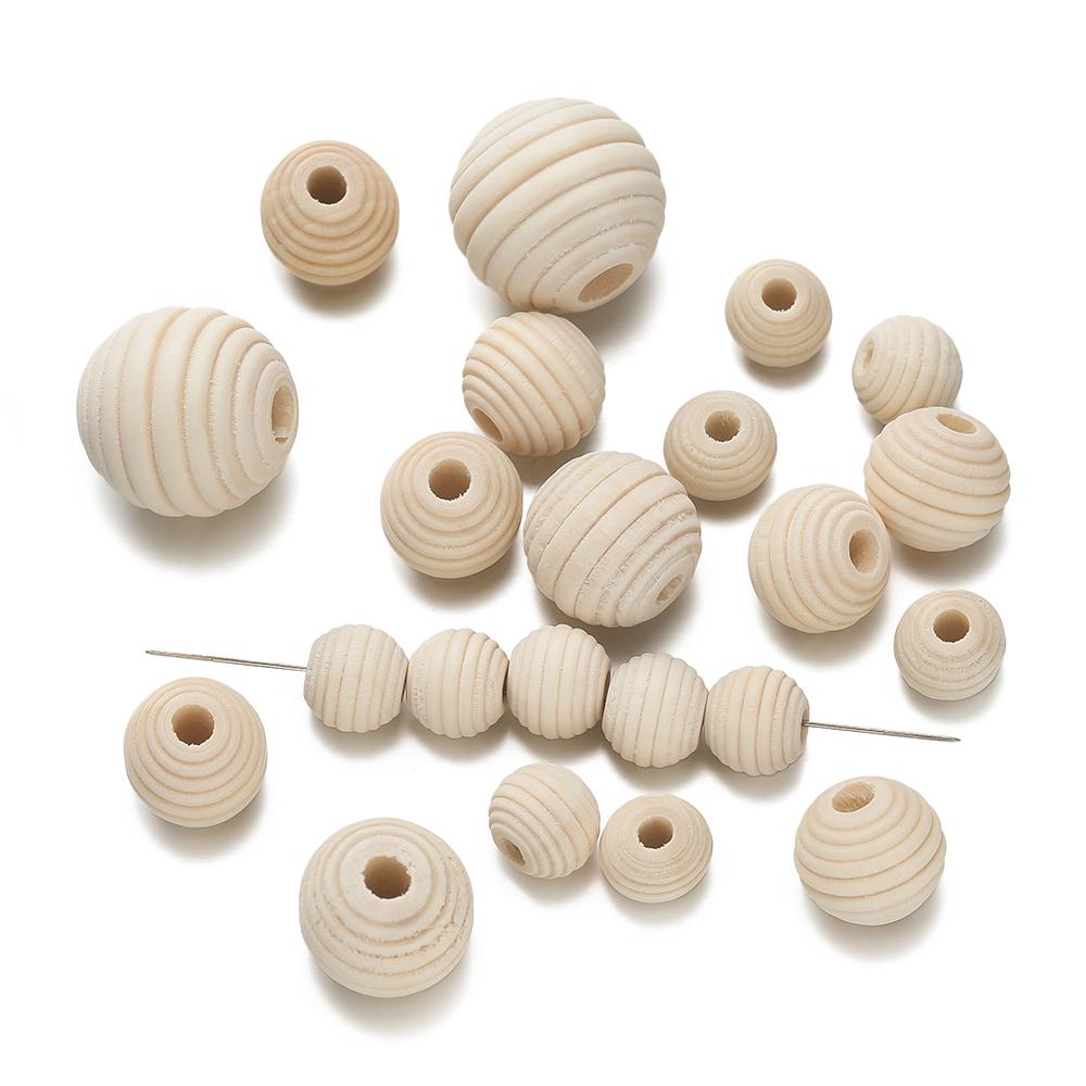 

10-50pcs Natural Threaded Wooden Beads Round Wood Honeycomb Beads for Jewelry Making DIY Bracelet Tassel Craft 9x10mm 50pcs