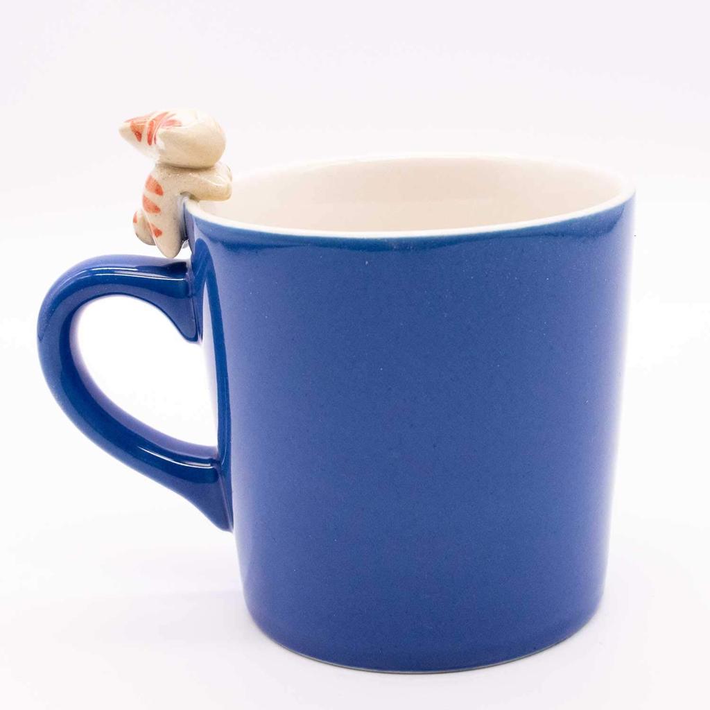 Mino Ware Edoya Handle Cat Mug, 250ml, Blue, E-00217