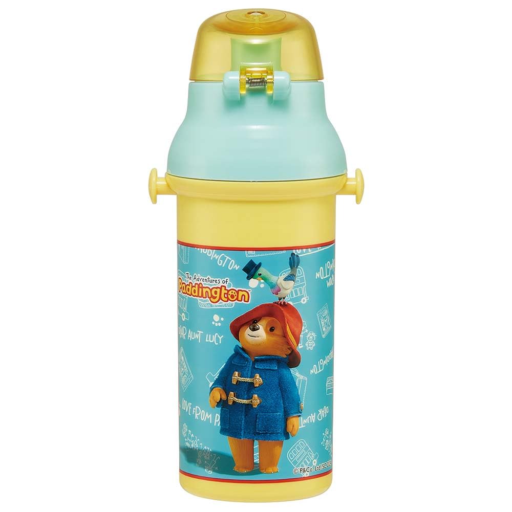 Skater Children's Water Bottle, 480ml, Direct Drinking, Plastic, One-Touch Operation, Dishwasher Safe, Made in Japan, Paddington Bear Design, for
