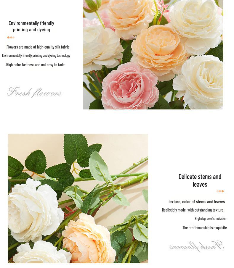Peony Silk Rose Bouquet: Artificial & Dried Flowers for Indoor Decoration Centerpiece