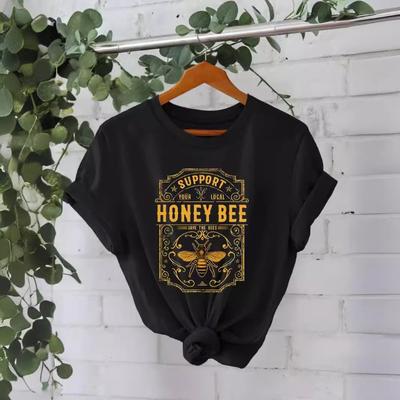 Summer Short Sleeved Pure Cotton T-shirt with Round Neck Pattern Printed T-Shirts Women’s