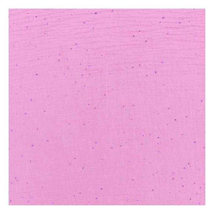Double Cotton Gauze Fabric 50 X 130 Cm - 130 G / M² - Lilac and Hot Foil