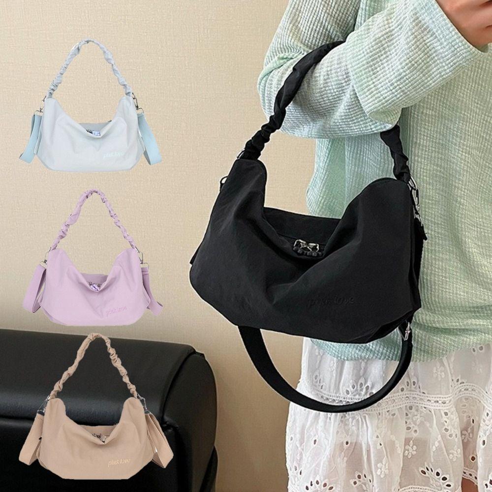 Leisure Pleated Shoulder Bag Leight Weight Women's Handbags Korean Nylon Crossbody Bag  Outdoor