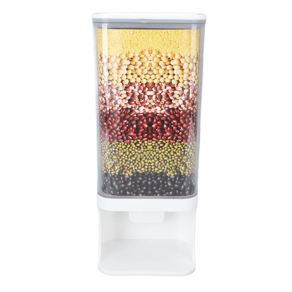 Rice Container tight Storage Dispenser Wall Mounted ed Bucket Press Type Kitchen Supplies