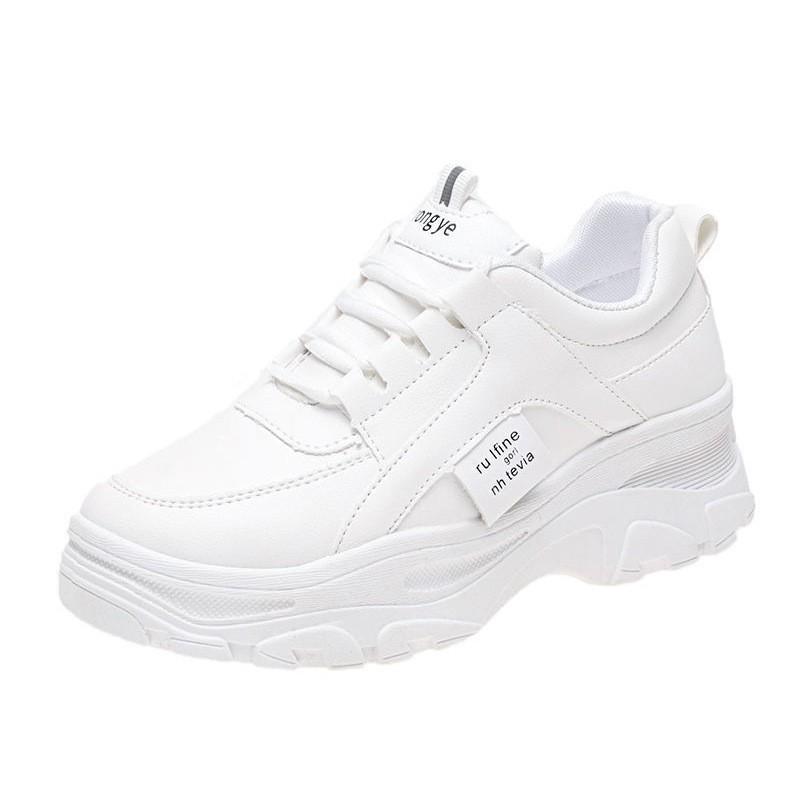 Dad Shoes Women's Sports and Leisure Shoes Spring New Single Shoes Heightened Platform Women's Shoes Velvet White Shoes
