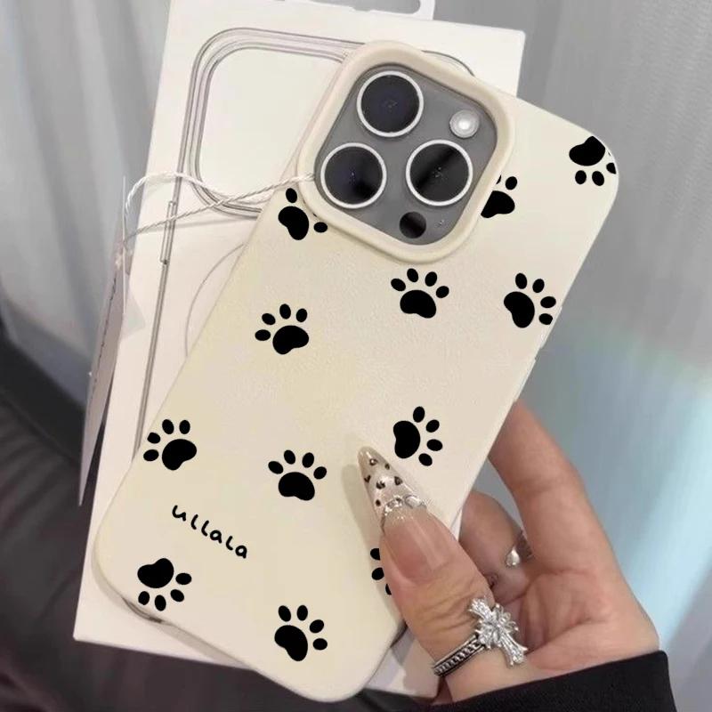Cute Animal Pawprint Pattern Phone Case For iPhone 17 16 15 14 13 12 11 Pro Max Plus 17 Air XS X XR Shockproof Soft Back Cover