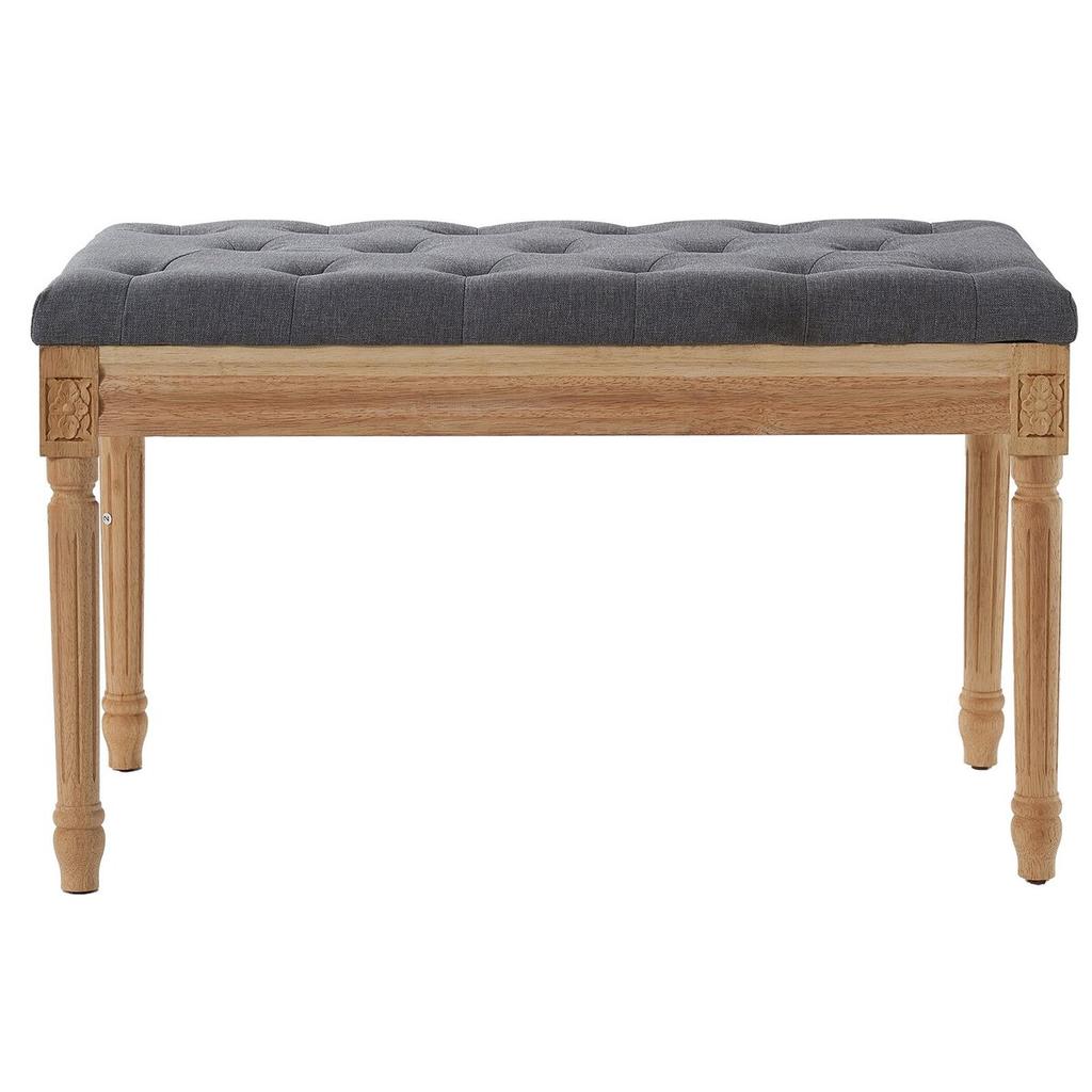 Upholstered Bench, 16"W Ottoman Bench, End of Bed Bench with Foam Padded Cushion and Rubberwood Legs, Tufted Footrest Stool Entryway Bench for Dining