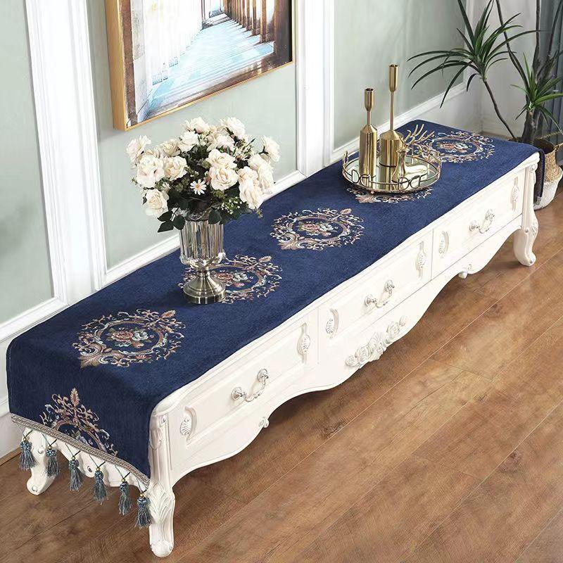 European Table Runner Luxury Silk Jacquard Table Runners Decorative Bed Runner Classic Table Flag Living Room Hotel