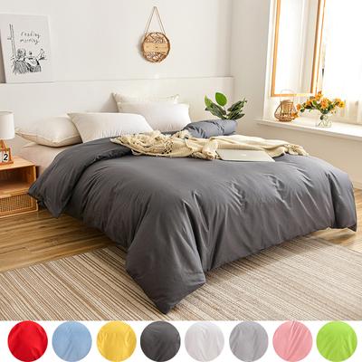 3PCS Solid Color Washed Cotton Quilt Cover Single Quilt Cover Pillowcase Bedding