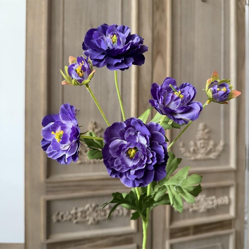 New 6 Heads Peony Artificial Flower with Buds Silk Fake Flower Long-branch Decorative Artificial Faux Plants Wedding Decoration