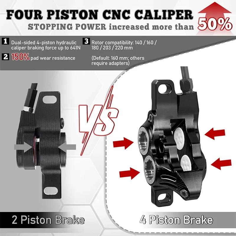 IIIPRO IV4 Bicycle Hydraulic Brakes Set 4 Piston Bike Hydraulic Disc Brake Set 160mm Road MTB Oil Pressure Brake Disc