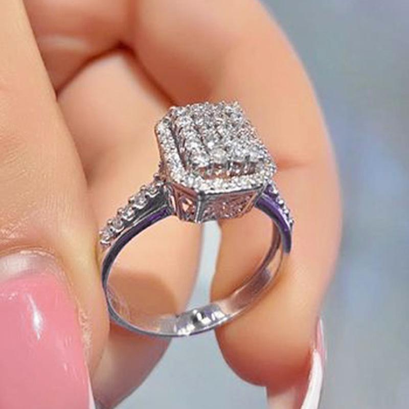 Hot-selling Factory Best-selling Factory, Exquisite Full-diamond Zircon Ring, Bronze Silver-plated Women's Ring