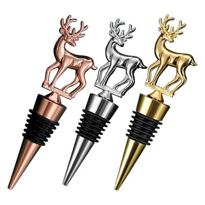 Weihnachts-Flaschenverschluss mit Hirsch, Wiederverwendbarer Champagner-Verschluss für Feiertagsparty, Hochzeit, Geburtstagsdekorationen