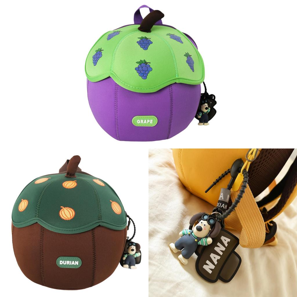 Cotton Kids Backpack With Fruit Print For Toddler Daily Use