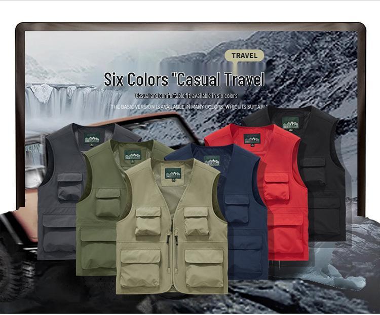 Wasserdichte Weste für Herren mit mehreren Taschen, schnelltrocknend, für Outdoor-Aktivitäten wie Fotografie, Angeln und Bergsteigen