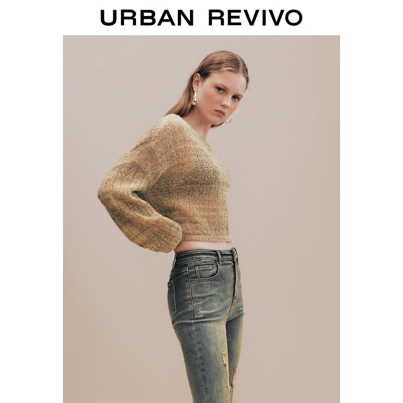 UR Women's Retro Relaxed Textured Cropped Knit Sweater