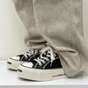 Men'S Vintage Canvas Shoes Arch Support Chunky Platform Height Increasing Black White Streetwear Outdoor Hiking Sneakers