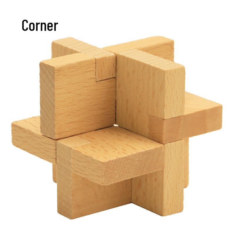 Beechwood Kongming Lock & Luban Puzzle Set for Kids - Wooden Mortise and Tenon Toy