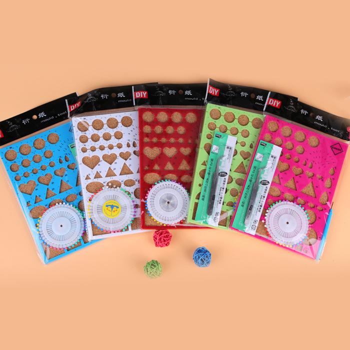 Quilling Template Starter Set: 4-Piece Tool & Ruler Kit for Beginners First Gen Set - Blue
